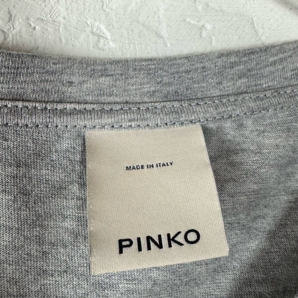 Pinko Italy Shirt‎ Knit Top Tee Zafira Jersey Heather Marled Light Grey Puff - Picture 8 of 9